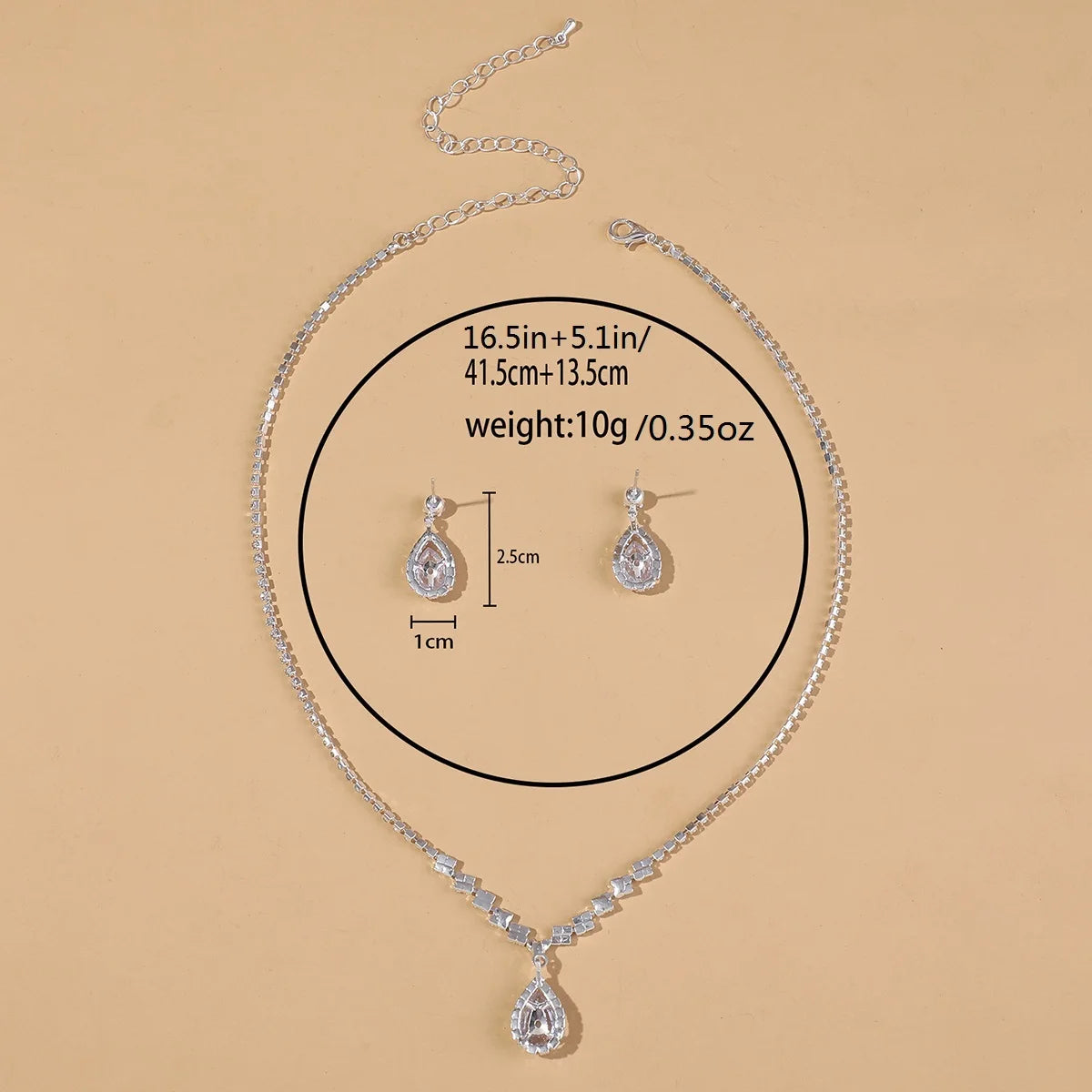 5-Piece Water Drop Jewelry Set – Necklace, Earrings, Ring & Bracelet in Gold or Silver Tone - Willen