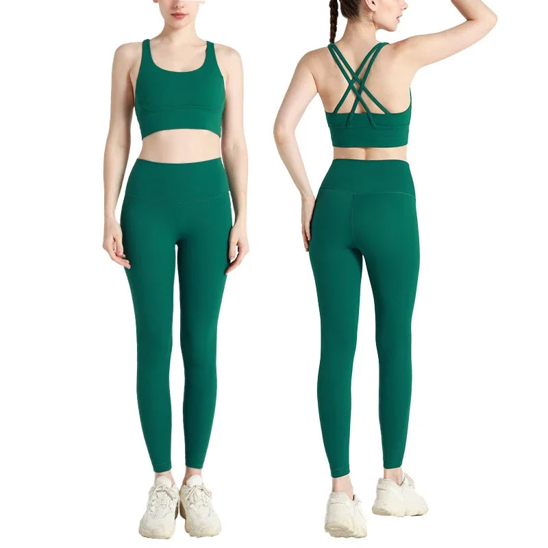 2-Piece Activewear Set – Cross-Back Bra & High-Waist Leggings - Willen