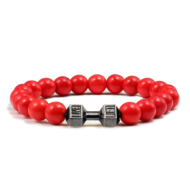 Beaded Stretch Bracelet – 8mm Lava & Howlite Beads with Metal Accent - Willen