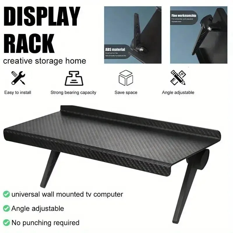 Screen-Top Clamp Shelf – Tool-Free Mount, Black ABS - Willen