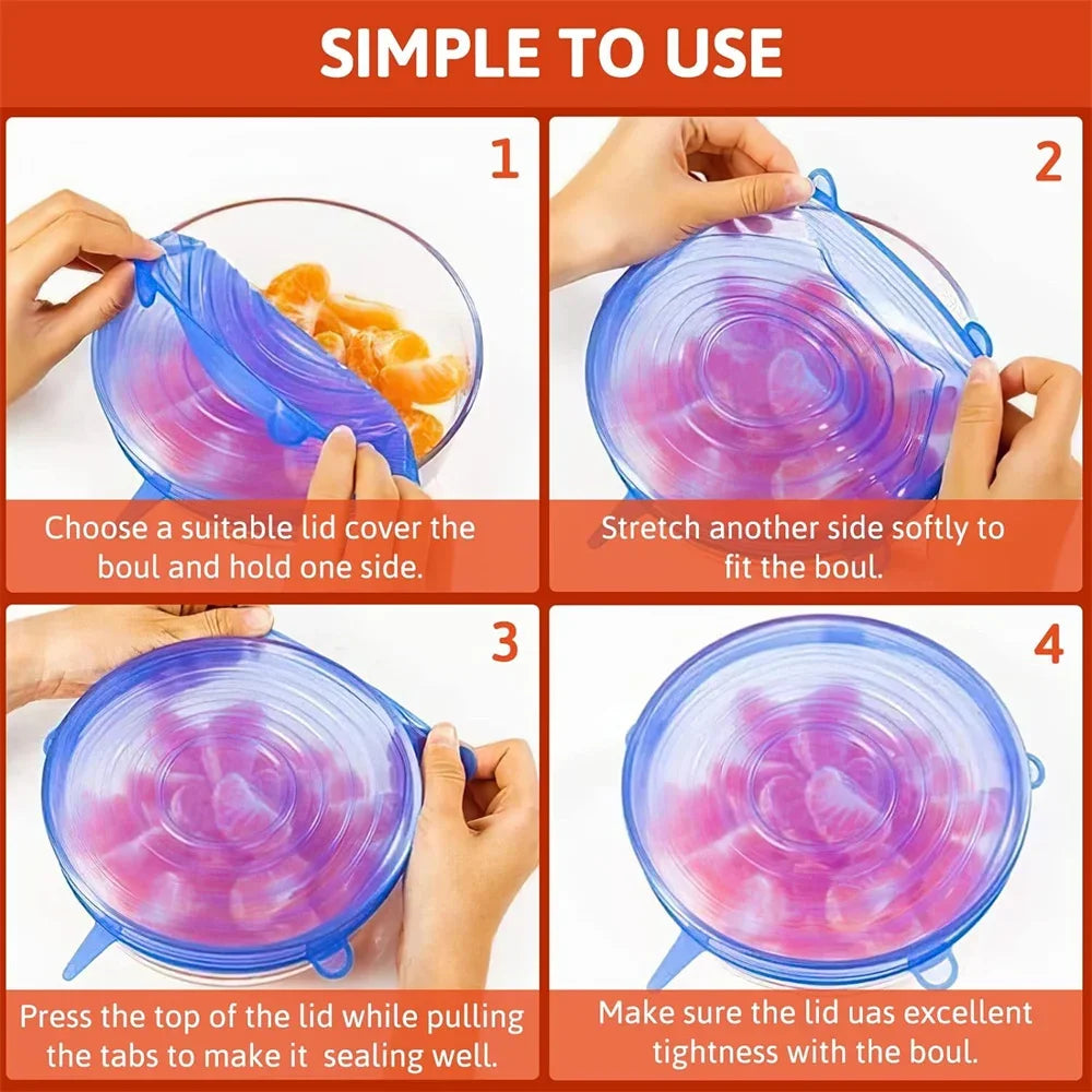 Reusable Silicone Lid Set – 6 Sizes, Airtight Food Covers - Willen