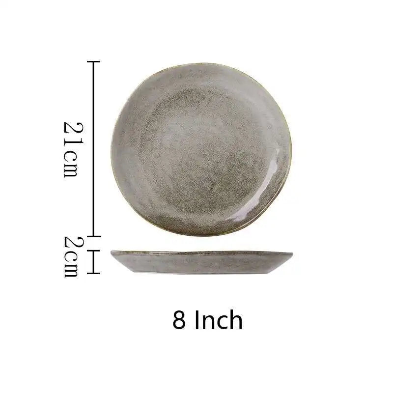 Nordic Glazed Ceramic Dish – Round Blue, Heat-Resistant - Willen