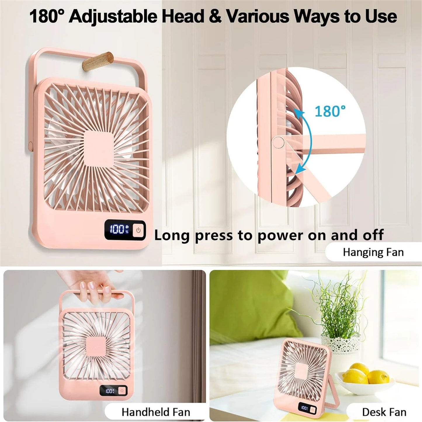 Portable Folding Desk Fan – 180° Adjustable, USB Rechargeable - Willen