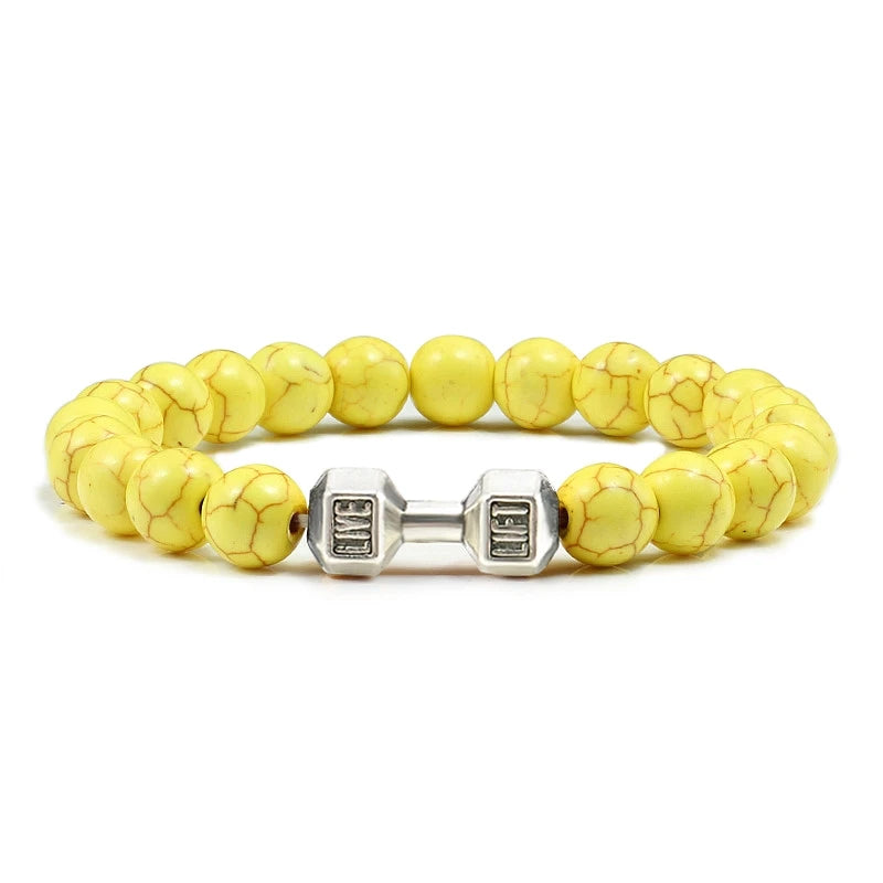 Beaded Stretch Bracelet – 8mm Lava & Howlite Beads with Metal Accent - Willen