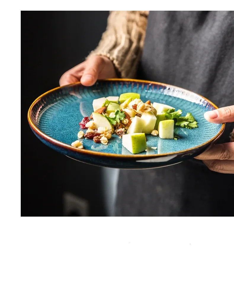Nordic Glazed Ceramic Dish – Round, Blue, Heat-Resistant - Willen