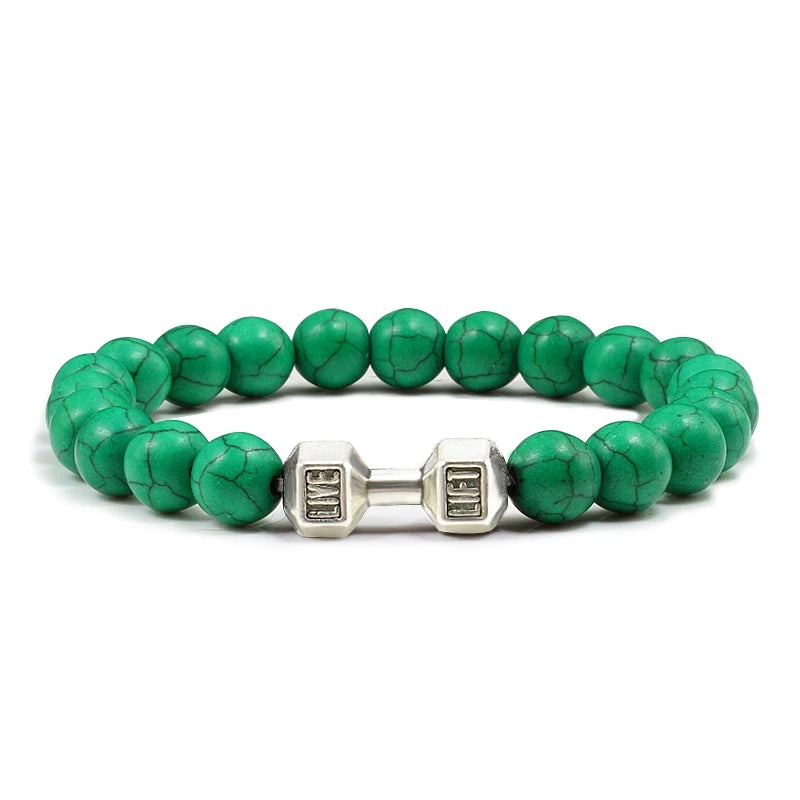 Beaded Stretch Bracelet – 8mm Lava & Howlite Beads with Metal Accent - Willen