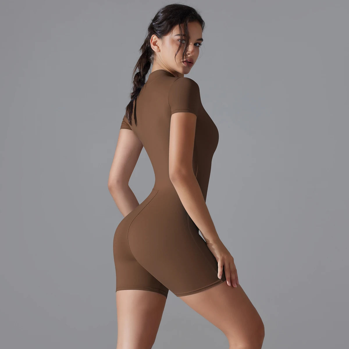 One-Piece Zip-Up Active Bodysuit – Breathable Nylon-Spandex for Women - Willen