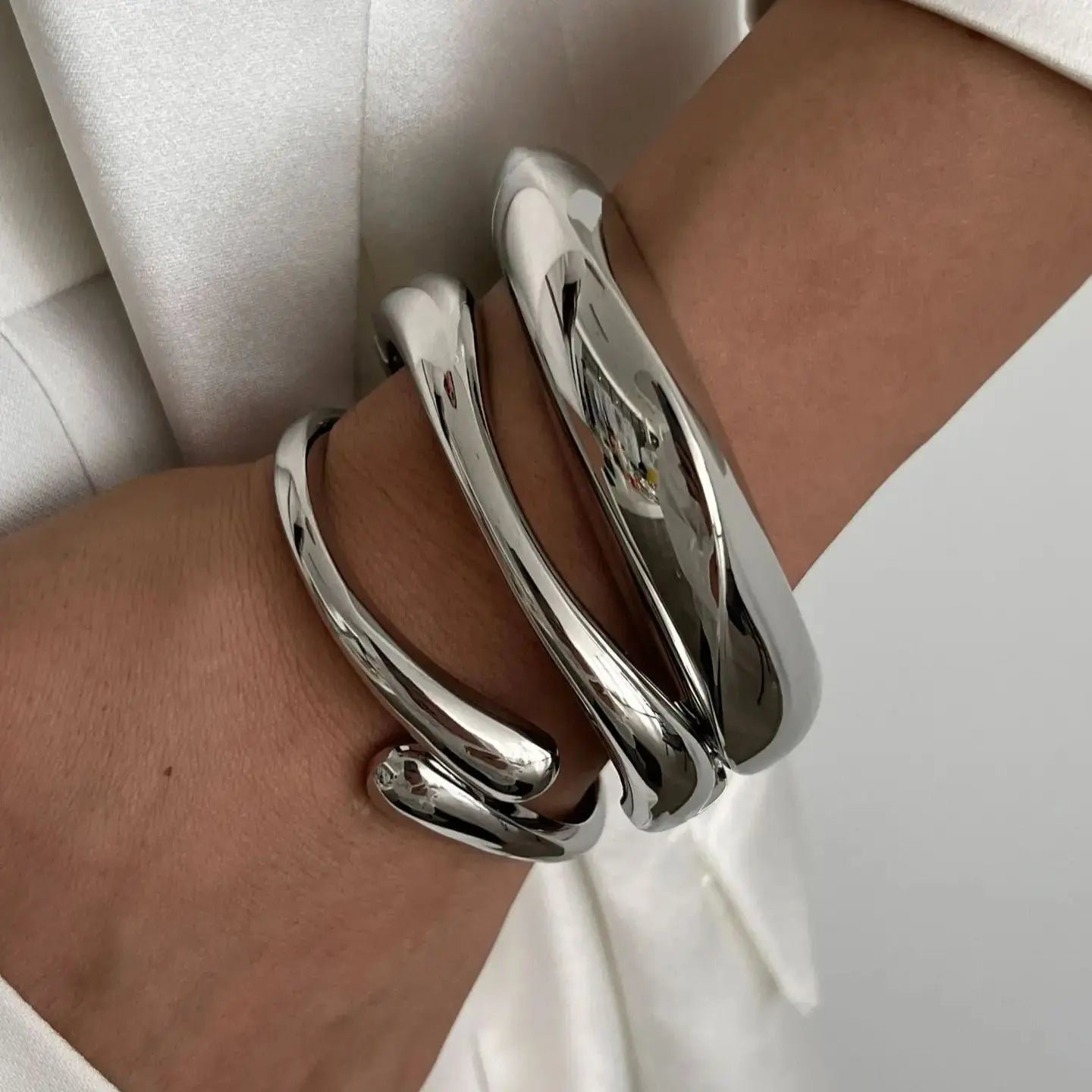3-Style Punk Cuff Bangle Set – Gold & Silver Geometric Bracelets for Men & Women - Willen