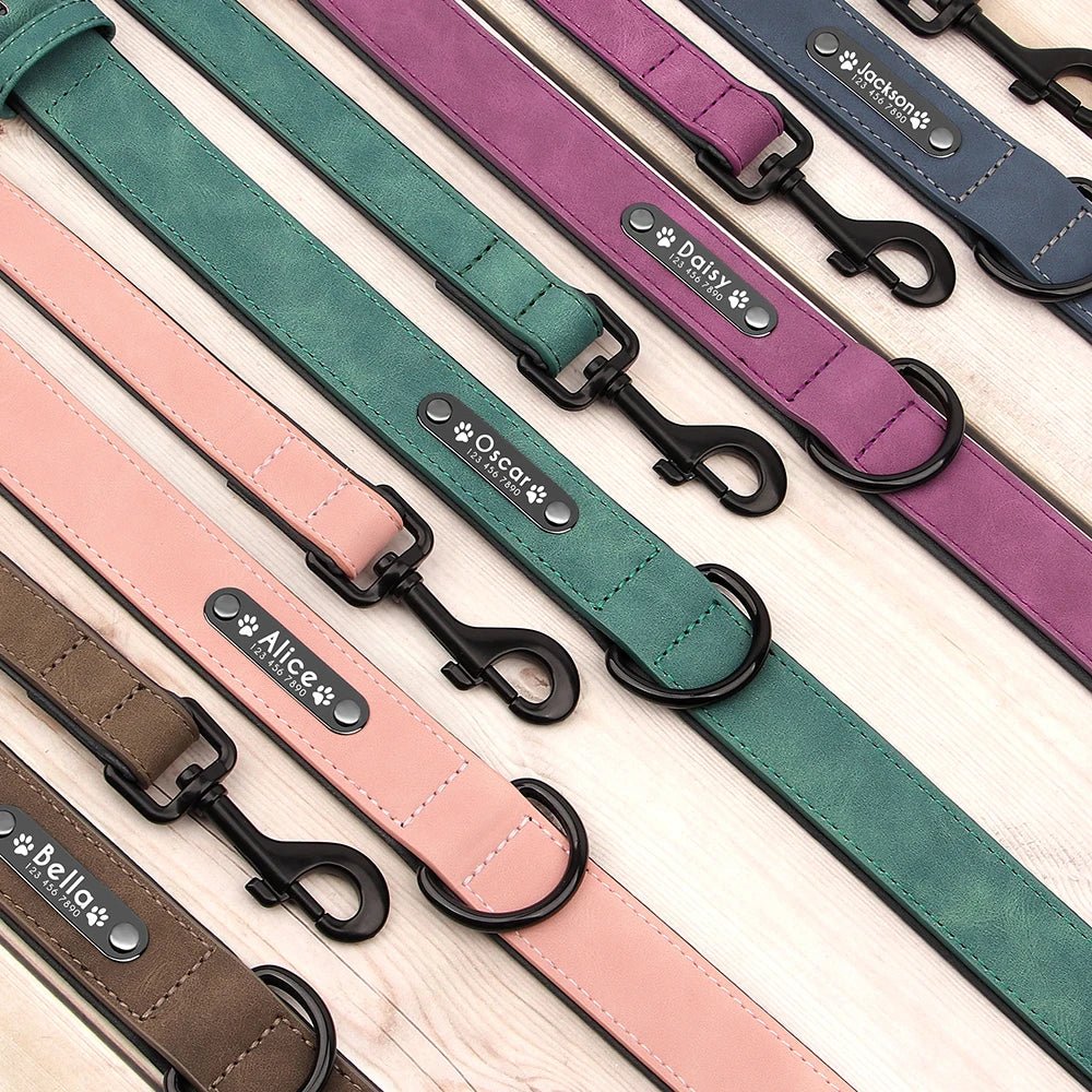 Willen BarkID™ — Engraved Leather Collar & Lead - Personalized Leather Dog Collar & Leash Set | Willen