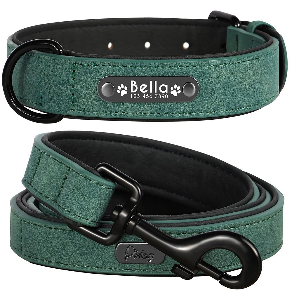Willen BarkID™ — Engraved Leather Collar & Lead - Personalized Leather Dog Collar & Leash Set | Willen