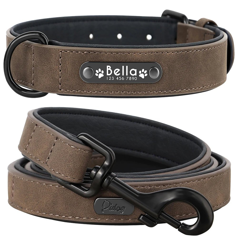 Willen BarkID™ — Engraved Leather Collar & Lead - Personalized Leather Dog Collar & Leash Set | Willen