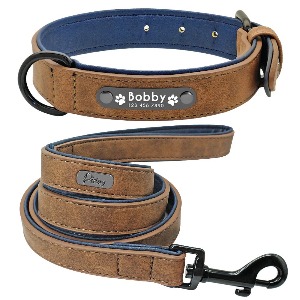 Willen BarkID™ — Engraved Leather Collar & Lead - Personalized Leather Dog Collar & Leash Set | Willen