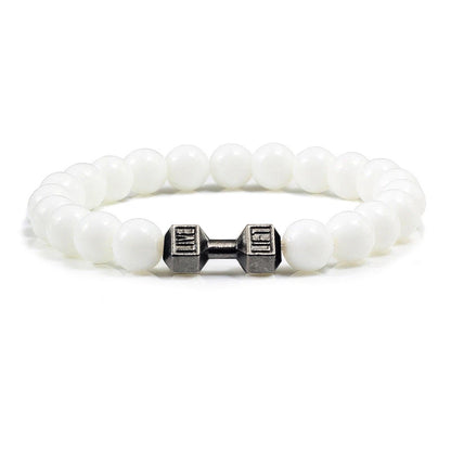 Beaded Stretch Bracelet – 8mm Lava & Howlite Beads with Metal Accent - Willen