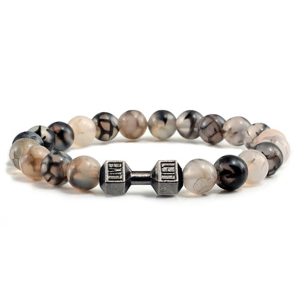 Beaded Stretch Bracelet – 8mm Lava & Howlite Beads with Metal Accent - Willen