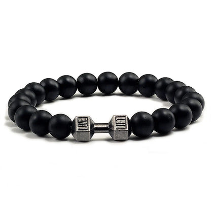 Beaded Stretch Bracelet – 8mm Lava & Howlite Beads with Metal Accent - Willen