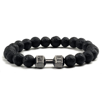 Beaded Stretch Bracelet – 8mm Lava & Howlite Beads with Metal Accent - Willen