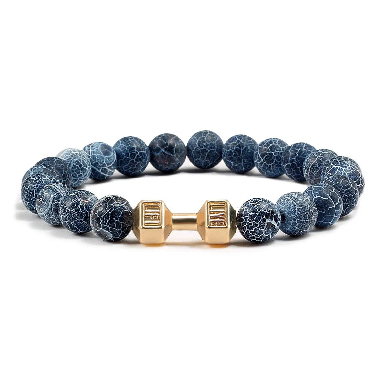Beaded Stretch Bracelet – 8mm Lava & Howlite Beads with Metal Accent - Willen