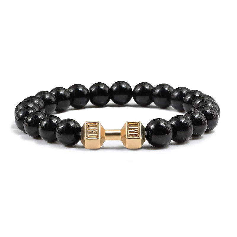 Beaded Stretch Bracelet – 8mm Lava & Howlite Beads with Metal Accent - Willen