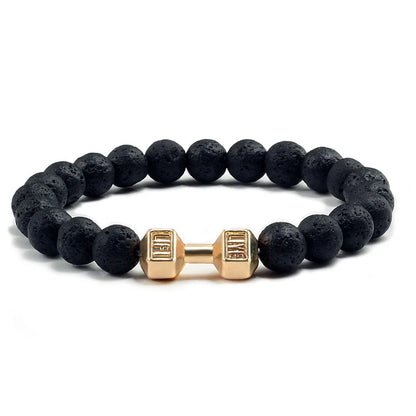 Beaded Stretch Bracelet – 8mm Lava & Howlite Beads with Metal Accent - Willen