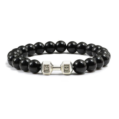 Beaded Stretch Bracelet – 8mm Lava & Howlite Beads with Metal Accent - Willen