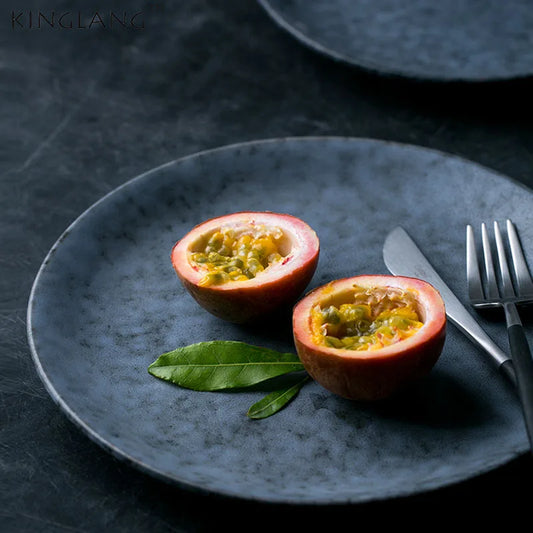 Grey Marble Ceramic Dinner Plate – Round, Glazed Finish - Willen