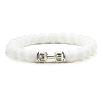 Beaded Stretch Bracelet – 8mm Lava & Howlite Beads with Metal Accent - Willen