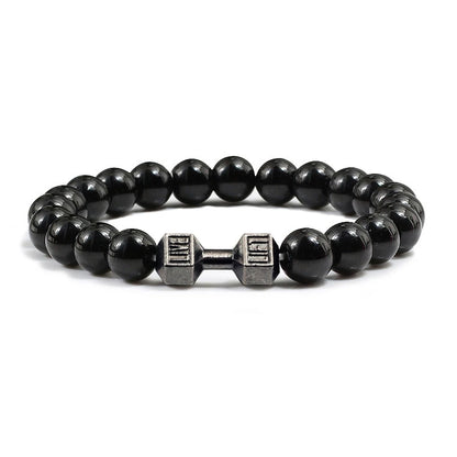 Beaded Stretch Bracelet – 8mm Lava & Howlite Beads with Metal Accent - Willen