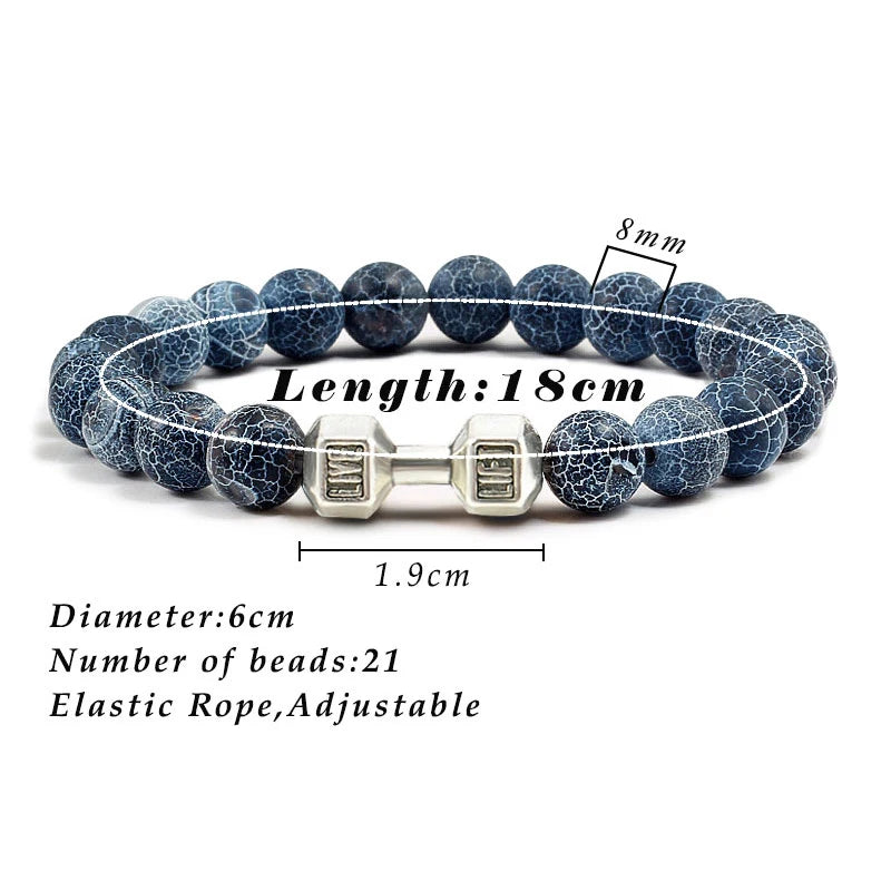 Beaded Stretch Bracelet – 8mm Lava & Howlite Beads with Metal Accent - Willen