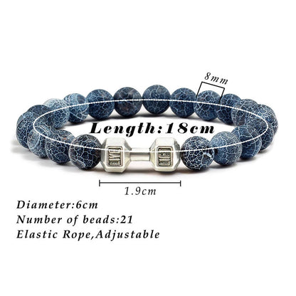 Beaded Stretch Bracelet – 8mm Lava & Howlite Beads with Metal Accent - Willen