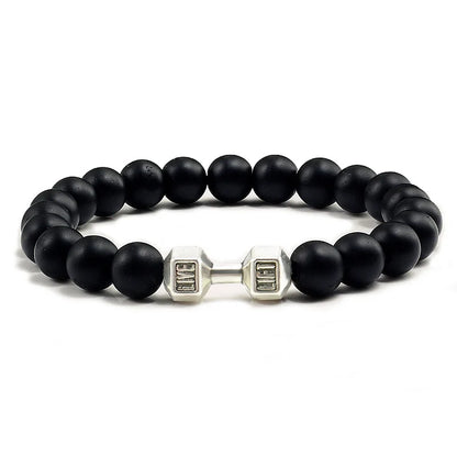 Beaded Stretch Bracelet – 8mm Lava & Howlite Beads with Metal Accent - Willen