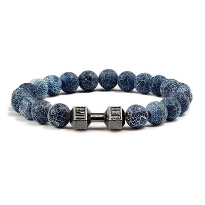 Beaded Stretch Bracelet – 8mm Lava & Howlite Beads with Metal Accent - Willen