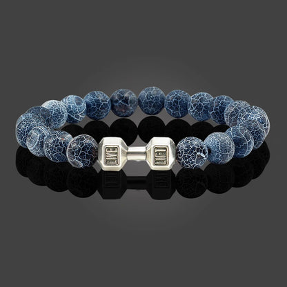 Beaded Stretch Bracelet – 8mm Lava & Howlite Beads with Metal Accent - Willen