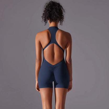 Backless Yoga Romper – Nylon-Spandex One-Piece with Sleeveless Design - Willen