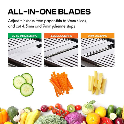 Adjustable Mandoline Slicer – Stainless Steel Blade, Non-Slip Base - Willen
