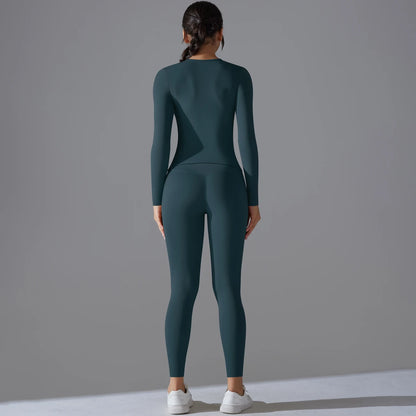 2-Piece Yoga & Fitness Set – Long-Sleeve Top & High-Waist Leggings - Willen