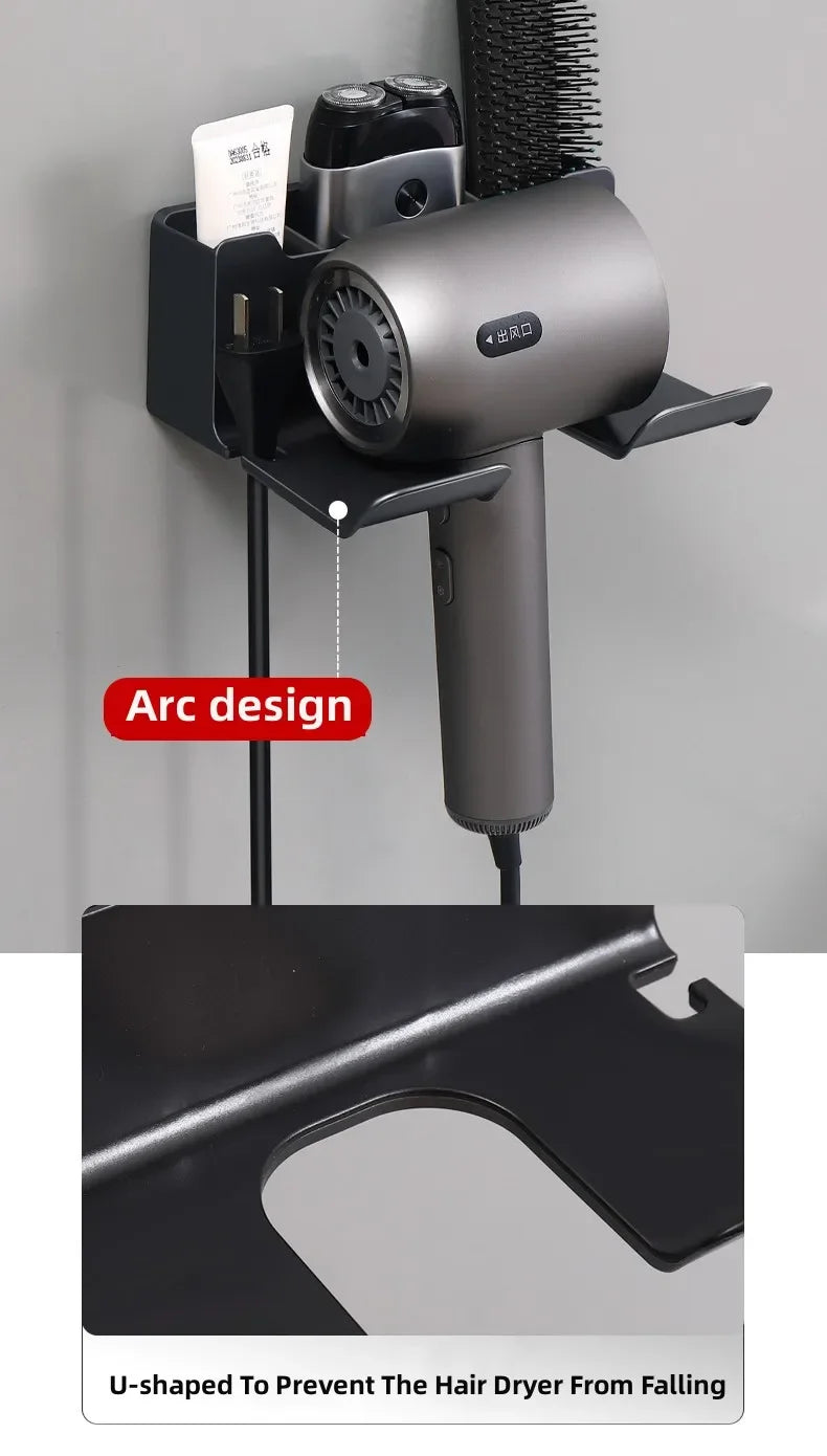 Wall-Mounted Hair Dryer Holder – Punch-Free Install, ABS Plastic - Willen