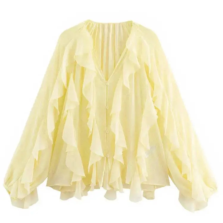 SheerBloom Ruffle Blouse – Lightweight Chiffon Top with Tiered Ruffles - Willen