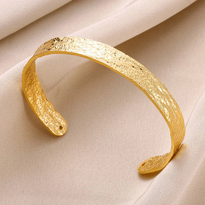 Gold Floral Etched Cuff Bracelet – Wide Stainless Steel Bangle for Women - Willen
