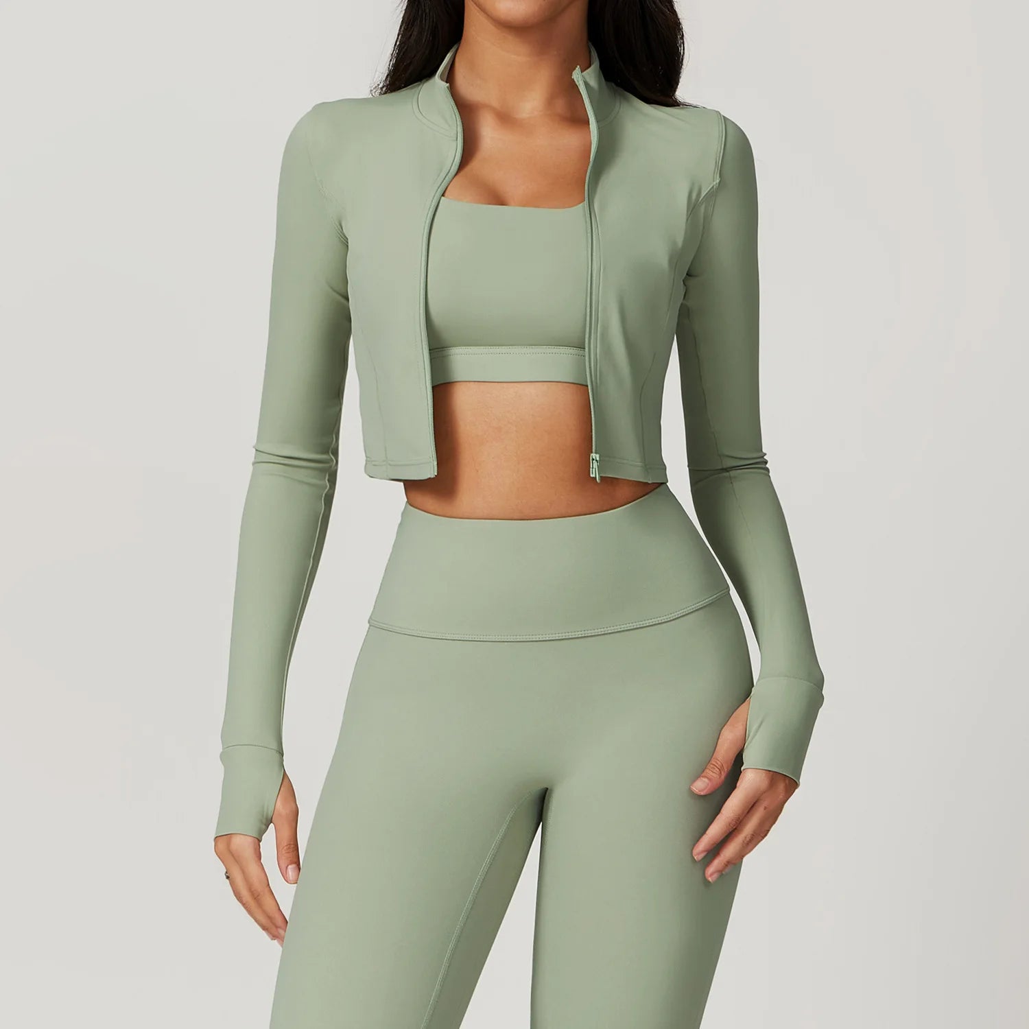 4-Piece Women's Yoga Set – Long Sleeve Sports Outfit with Leggings, Shorts, Bra & Top - Willen