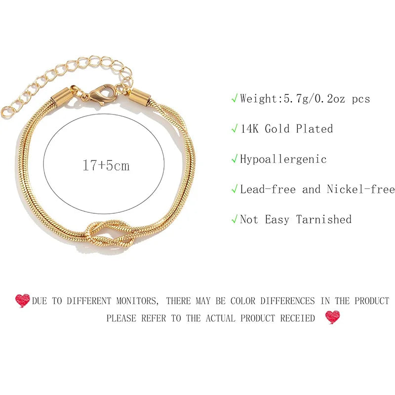 Gold-Plated Knot Bracelet – Adjustable Snake Chain with Polished Finish - Willen