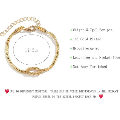 Gold-Plated Knot Bracelet – Adjustable Snake Chain with Polished Finish - Willen