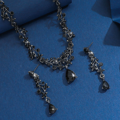 3-Piece Floral Teardrop Jewelry Set – Hollow Pendant Necklace & Earrings for Formal Occasions - Willen
