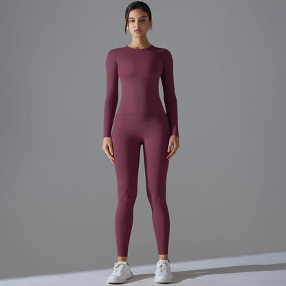 2-Piece Yoga & Fitness Set – Long-Sleeve Top & High-Waist Leggings - Willen