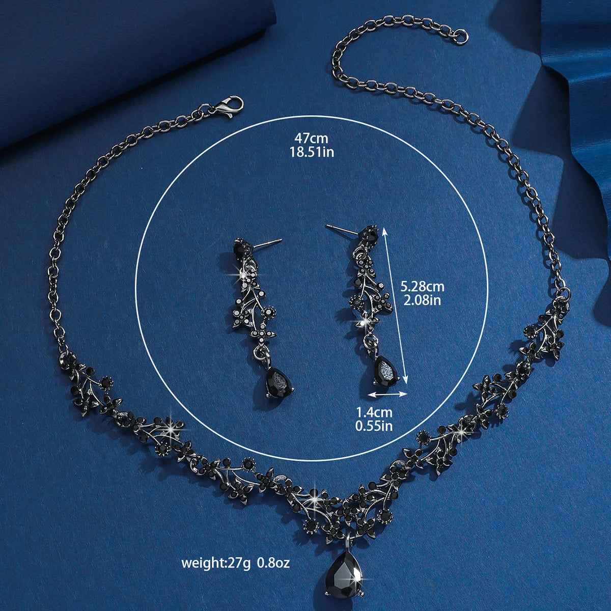 3-Piece Floral Teardrop Jewelry Set – Hollow Pendant Necklace & Earrings for Formal Occasions - Willen