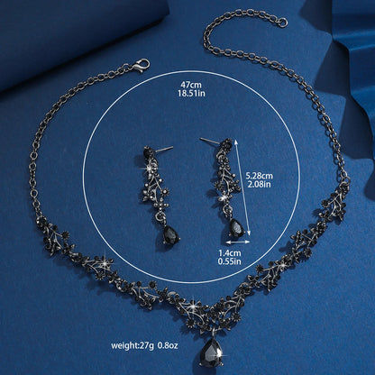 3-Piece Floral Teardrop Jewelry Set – Hollow Pendant Necklace & Earrings for Formal Occasions - Willen
