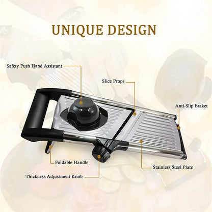 Adjustable Mandoline Slicer – Stainless Steel Blade, Non-Slip Base - Willen