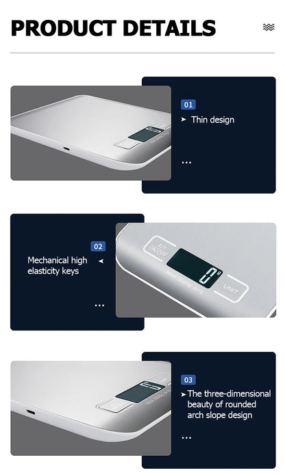 Digital Kitchen Scale – Stainless Steel, LCD Display, 5–10kg - Willen