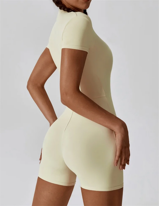 Short Sleeve Bodysuit – High-Collar Nylon-Spandex Activewear - Willen