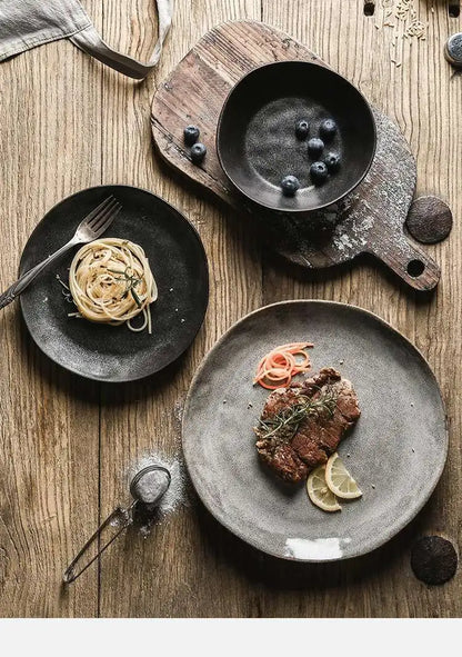 Nordic Glazed Ceramic Dish – Round Blue, Heat-Resistant - Willen
