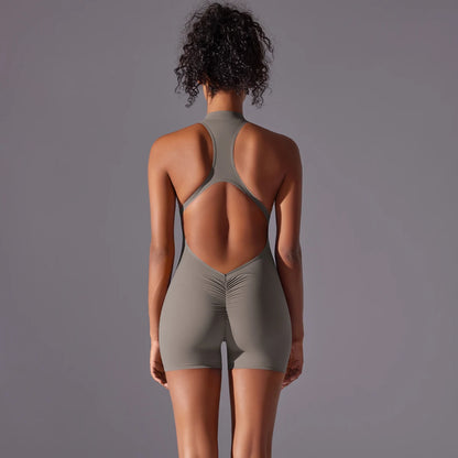 Backless Yoga Romper – Nylon-Spandex One-Piece with Sleeveless Design - Willen